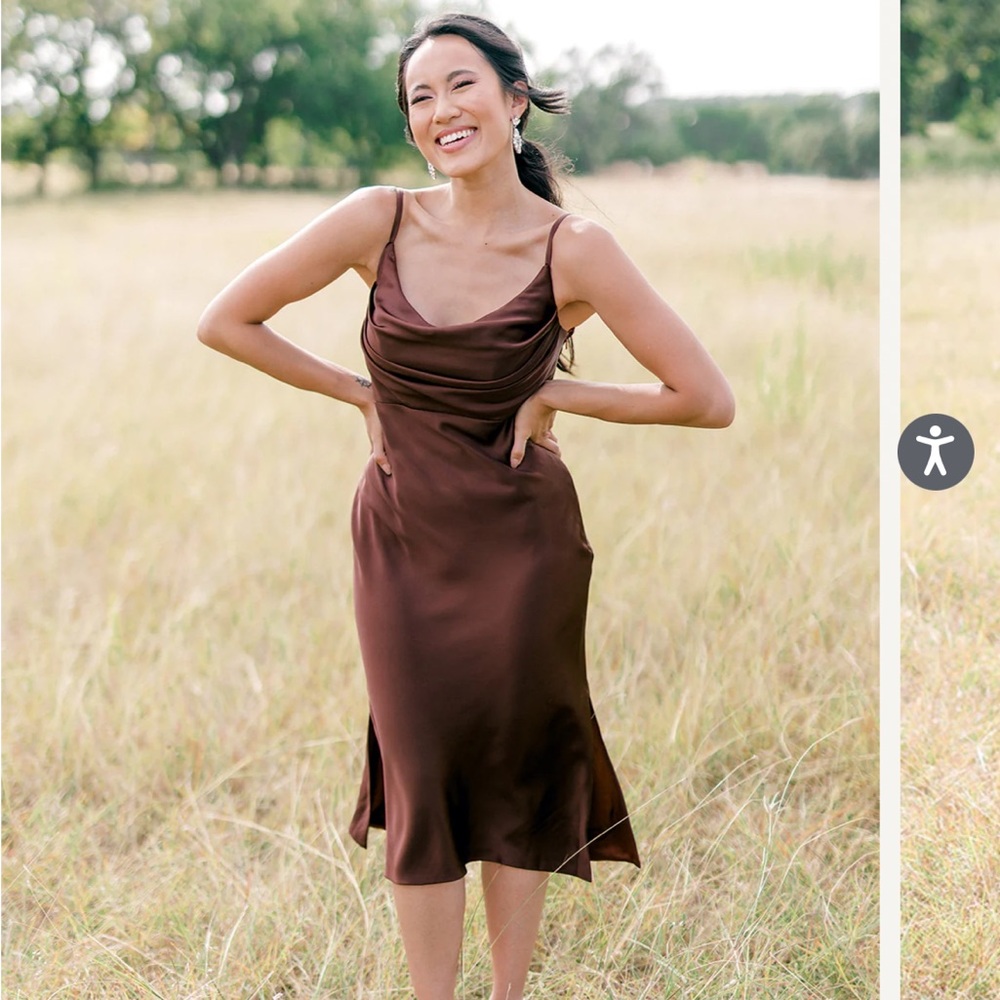 Revelry Skye Midi Satin Dress - Cinnamon Rose